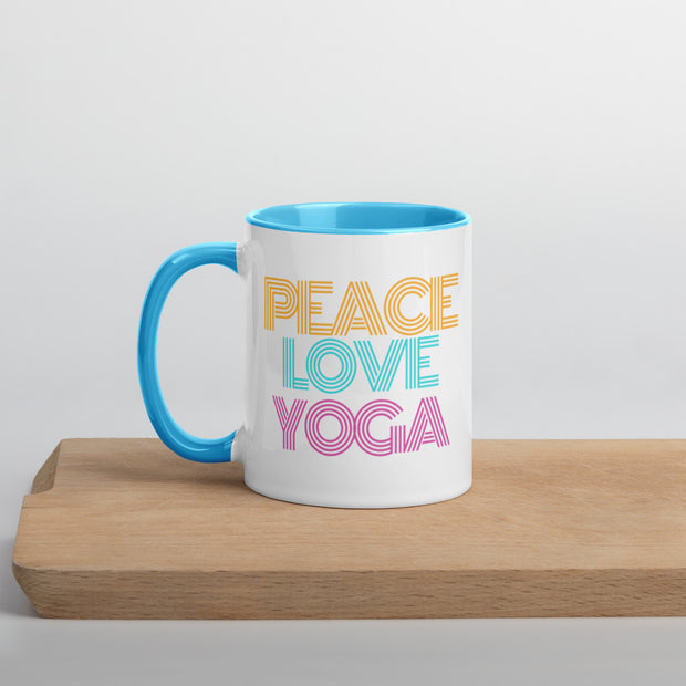 Peace Love Yoga Mug with Color Inside - Holistic United