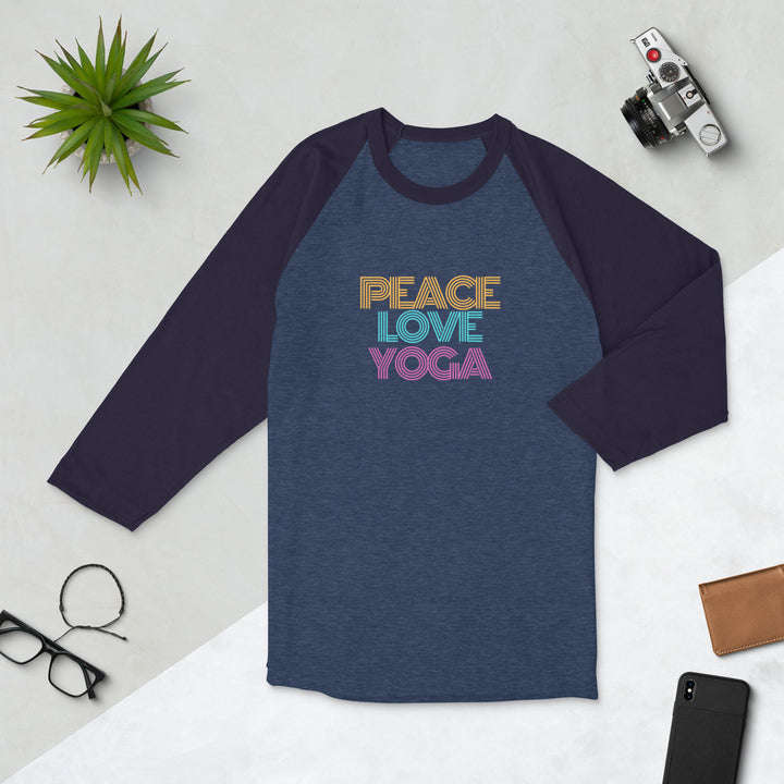 Peace Love Yoga 3/4 Sleeve Unisex Raglan Shirt - Holistic United