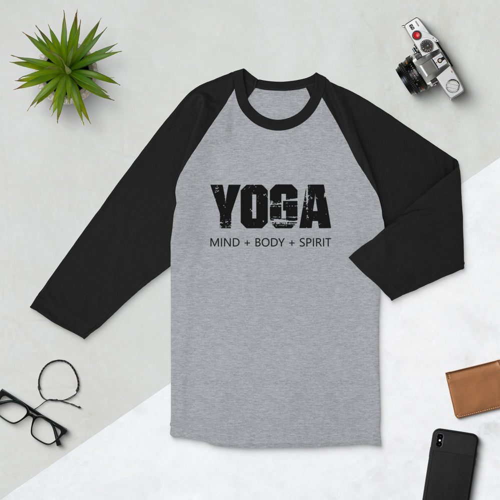 Yoga Mind Body Spirit 3/4 Sleeve Unisex Raglan Shirt - Holistic United