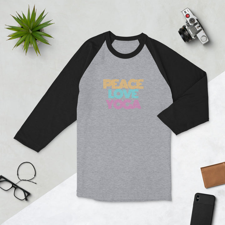 Peace Love Yoga 3/4 Sleeve Unisex Raglan Shirt - Holistic United