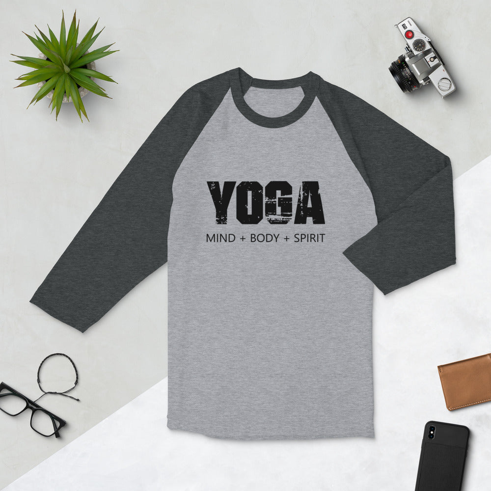 Yoga Mind Body Spirit 3/4 Sleeve Unisex Raglan Shirt - Holistic United