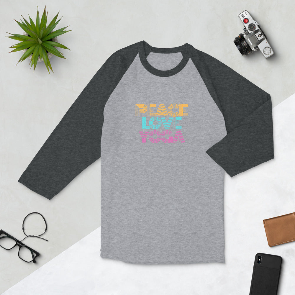 Peace Love Yoga 3/4 Sleeve Unisex Raglan Shirt - Holistic United