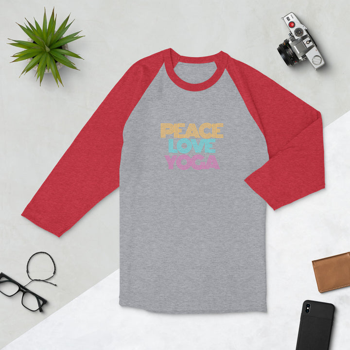 Peace Love Yoga 3/4 Sleeve Unisex Raglan Shirt - Holistic United