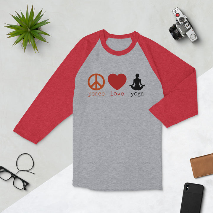 Peace Love Yoga 3/4 Sleeve Unisex Raglan Shirt - Holistic United