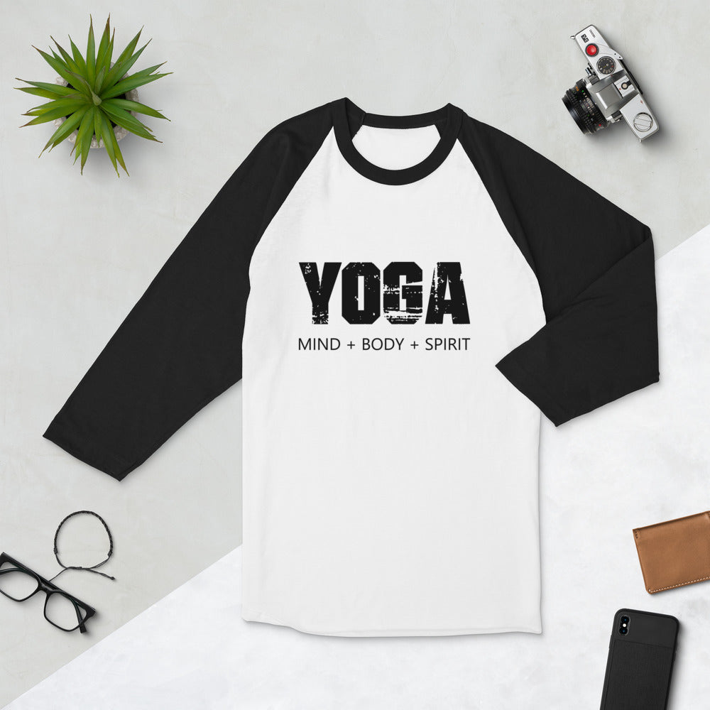 Yoga Mind Body Spirit 3/4 Sleeve Unisex Raglan Shirt - Holistic United