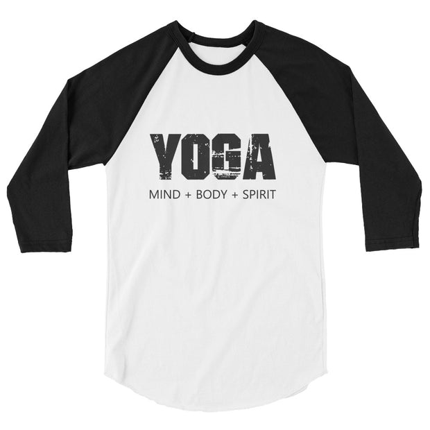 Yoga Mind Body Spirit 3/4 Sleeve Unisex Raglan Shirt - Holistic United