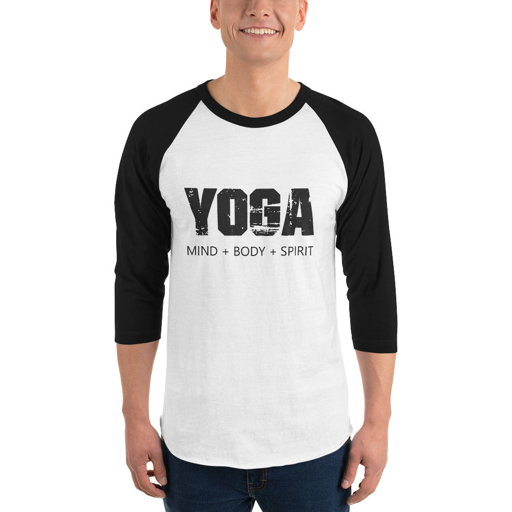 Yoga Mind Body Spirit 3/4 Sleeve Unisex Raglan Shirt - Holistic United