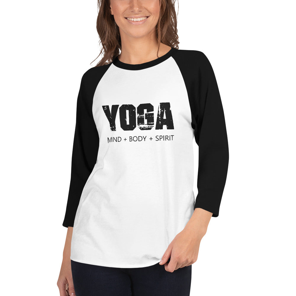 Yoga Mind Body Spirit 3/4 Sleeve Unisex Raglan Shirt - Holistic United