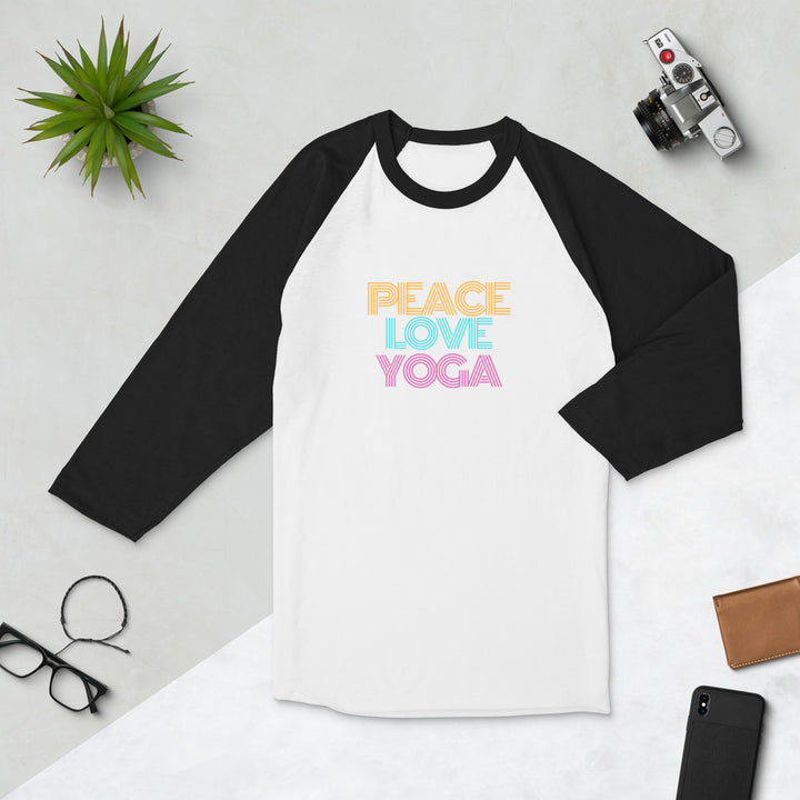 Peace Love Yoga 3/4 Sleeve Unisex Raglan Shirt - Holistic United