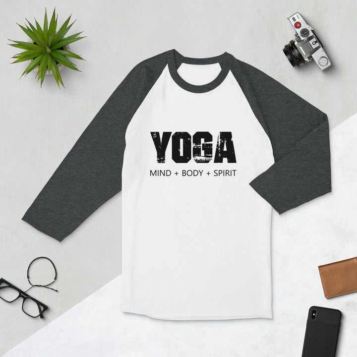 Yoga Mind Body Spirit 3/4 Sleeve Unisex Raglan Shirt - Holistic United