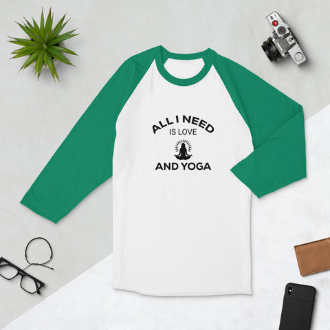 All I Need Is Love And Yoga 3/4 Sleeve Unisex Raglan Shirt - Holistic United