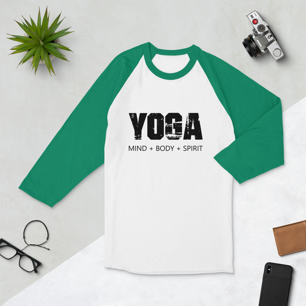 Yoga Mind Body Spirit 3/4 Sleeve Unisex Raglan Shirt - Holistic United