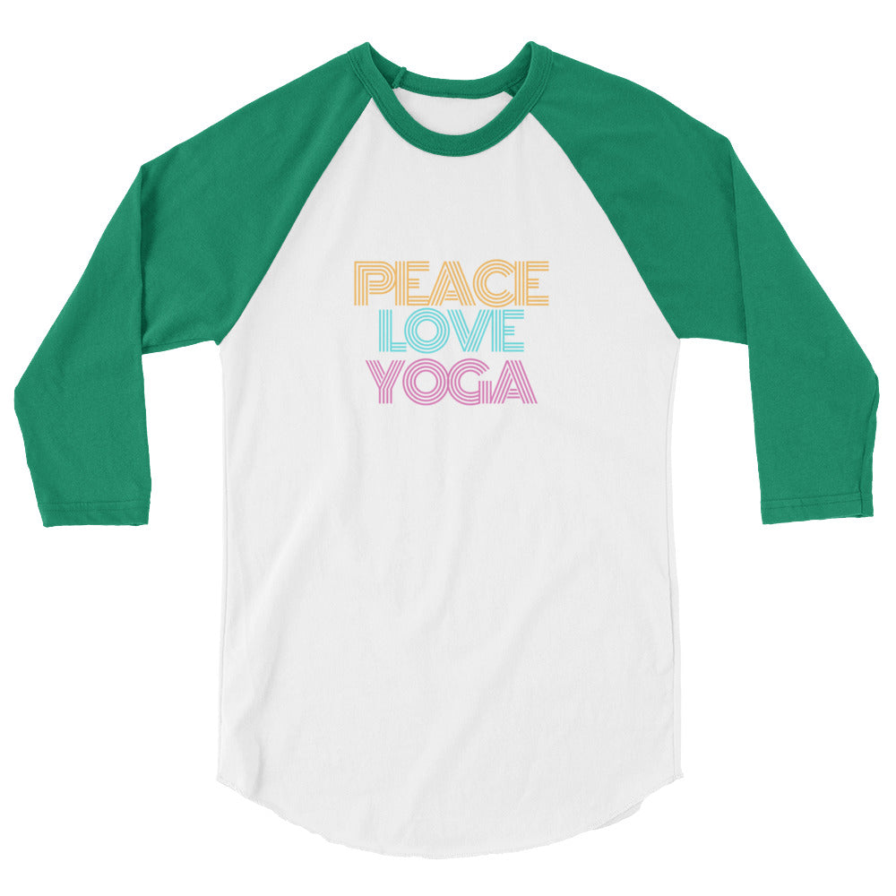 Peace Love Yoga 3/4 Sleeve Unisex Raglan Shirt - Holistic United