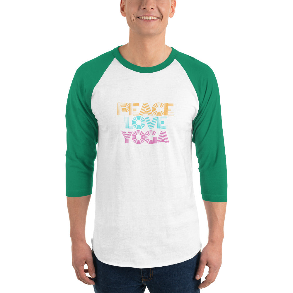 Peace Love Yoga 3/4 Sleeve Unisex Raglan Shirt - Holistic United