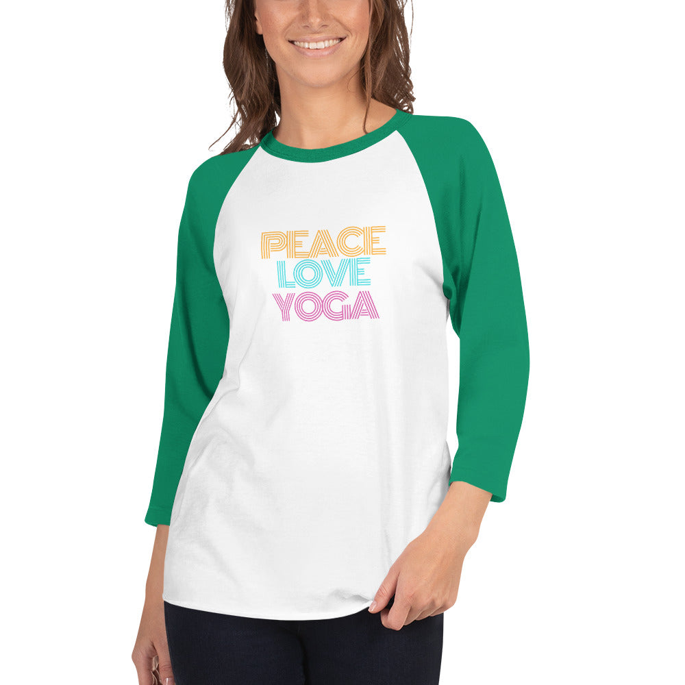 Peace Love Yoga 3/4 Sleeve Unisex Raglan Shirt - Holistic United