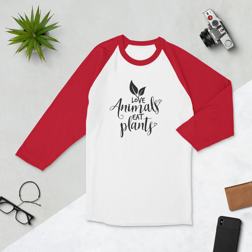 Love Animals Eat Plants 3/4 Sleeve Unisex Raglan Shirt - Holistic United