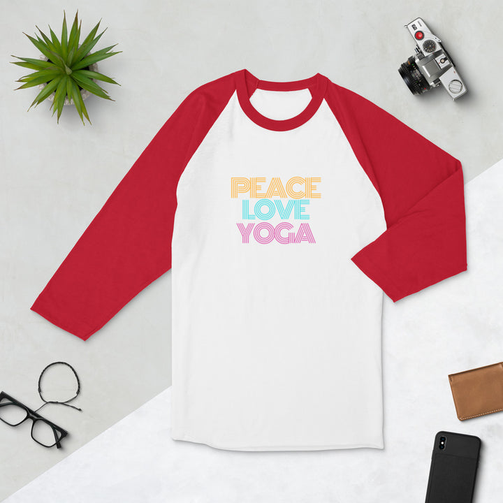 Peace Love Yoga 3/4 Sleeve Unisex Raglan Shirt - Holistic United