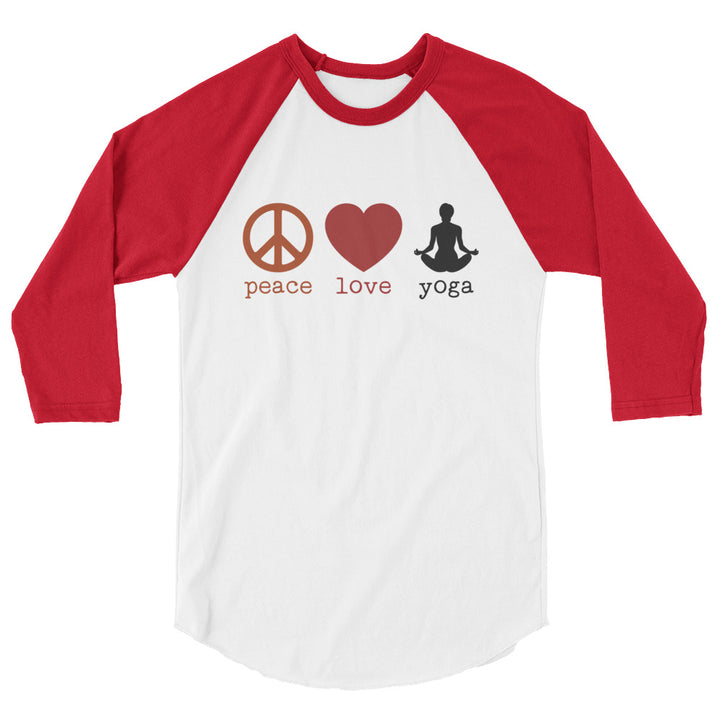 Peace Love Yoga 3/4 Sleeve Unisex Raglan Shirt - Holistic United