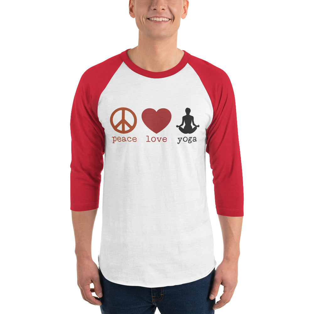 Peace Love Yoga 3/4 Sleeve Unisex Raglan Shirt - Holistic United