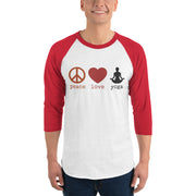 Peace Love Yoga 3/4 Sleeve Unisex Raglan Shirt - Holistic United