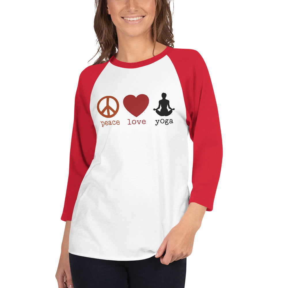 Peace Love Yoga 3/4 Sleeve Unisex Raglan Shirt - Holistic United