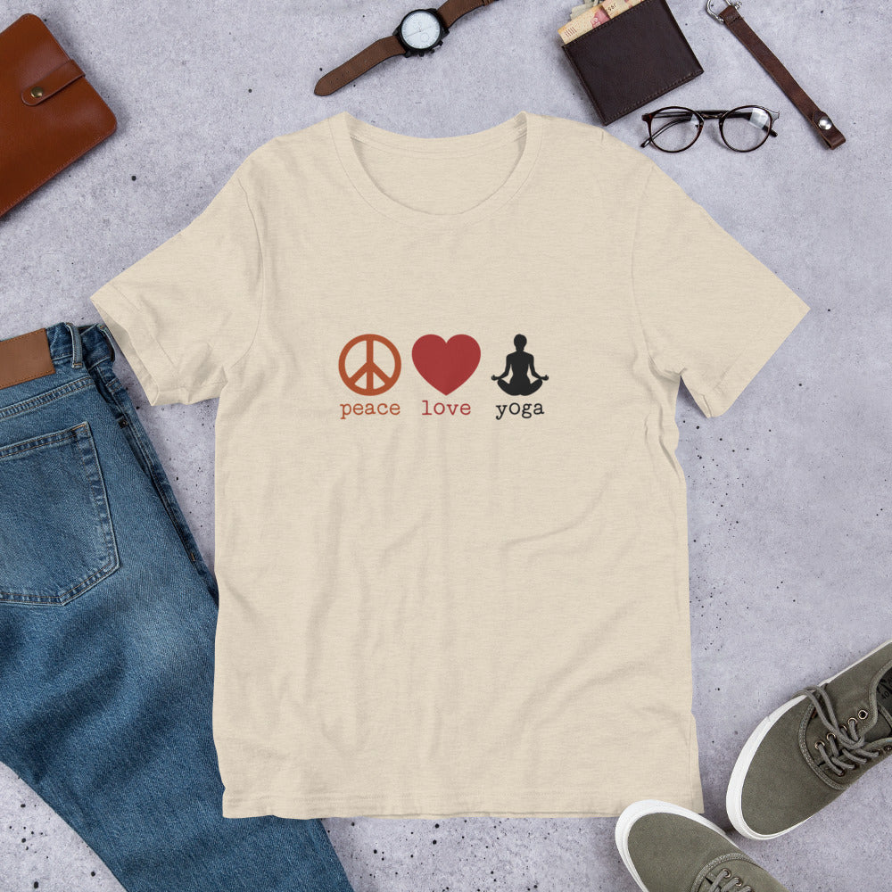 Peace Love Yoga 2 Short-Sleeve Unisex T-Shirt - Holistic United