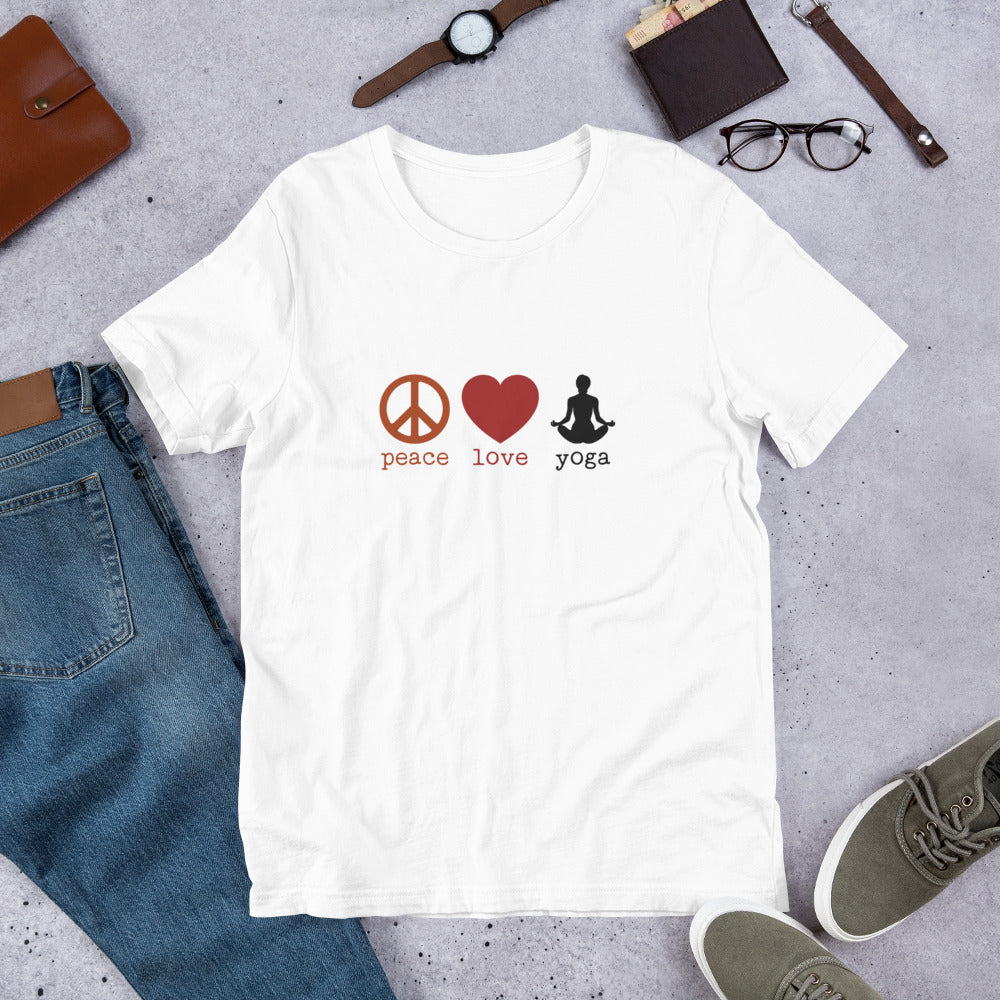 Peace Love Yoga 2 Short-Sleeve Unisex T-Shirt - Holistic United