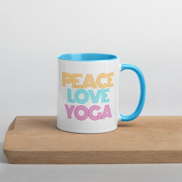 Peace Love Yoga Mug with Color Inside - Holistic United